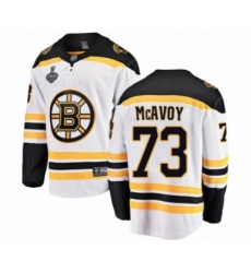 Youth Boston Bruins #73 Charlie McAvoy Authentic White Away Fanatics Branded Breakaway 2019 Stanley Cup Final Bound Hockey Jersey