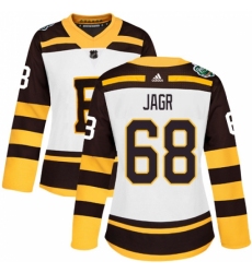 Women's Adidas Boston Bruins #68 Jaromir Jagr Authentic White 2019 Winter Classic NHL Jersey