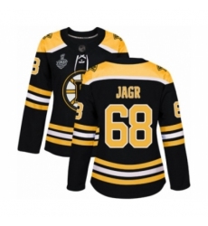 Women's Boston Bruins #68 Jaromir Jagr Authentic Black Home 2019 Stanley Cup Final Bound Hockey Jersey