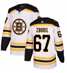 Women's Adidas Boston Bruins #67 Jakub Zboril Authentic White Away NHL Jersey