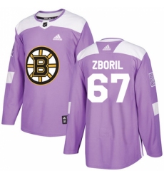 Youth Adidas Boston Bruins #67 Jakub Zboril Authentic Purple Fights Cancer Practice NHL Jersey