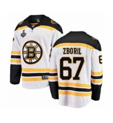 Youth Boston Bruins #67 Jakub Zboril Authentic White Away Fanatics Branded Breakaway 2019 Stanley Cup Final Bound Hockey Jersey