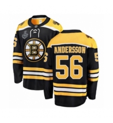 Men's Boston Bruins #56 Axel Andersson Authentic Black Home Fanatics Branded Breakaway 2019 Stanley Cup Final Bound Hockey Jersey