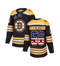 Men's Boston Bruins #56 Axel Andersson Authentic Black USA Flag Fashion 2019 Stanley Cup Final Bound Hockey Jersey