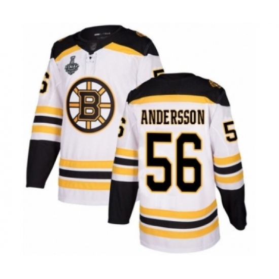 Men's Boston Bruins #56 Axel Andersson Authentic White Away 2019 Stanley Cup Final Bound Hockey Jersey Men's Boston Bruins #56 Axel Andersson Authentic White Away 2019 Stanley Cup Final Bound Hockey Jersey