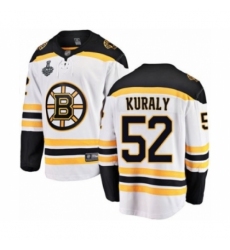 Men's Boston Bruins #52 Sean Kuraly Authentic White Away Fanatics Branded Breakaway 2019 Stanley Cup Final Bound Hockey Jersey