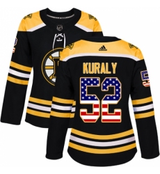 Women's Adidas Boston Bruins #52 Sean Kuraly Authentic Black USA Flag Fashion NHL Jersey