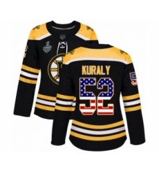 Women's Boston Bruins #52 Sean Kuraly Authentic Black USA Flag Fashion 2019 Stanley Cup Final Bound Hockey Jersey