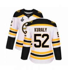 Women's Boston Bruins #52 Sean Kuraly Authentic White Away 2019 Stanley Cup Final Bound Hockey Jersey