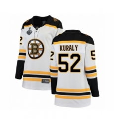 Women's Boston Bruins #52 Sean Kuraly Authentic White Away Fanatics Branded Breakaway 2019 Stanley Cup Final Bound Hockey Jersey