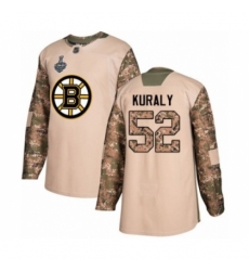 Youth Boston Bruins #52 Sean Kuraly Authentic Camo Veterans Day Practice 2019 Stanley Cup Final Bound Hockey Jersey