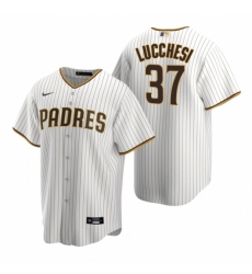 Men's Nike San Diego Padres #37 Joey Lucchesi White Brown Home Stitched Baseball Jersey