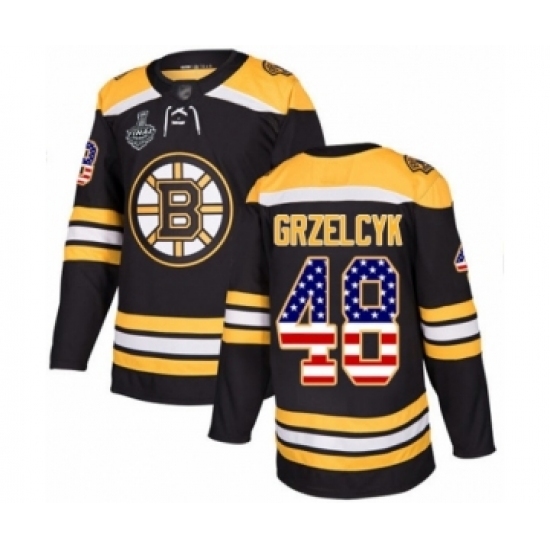 Men's Boston Bruins #48 Matt Grzelcyk Authentic Black USA Flag Fashion 2019 Stanley Cup Final Bound Hockey Jersey Men's Boston Bruins #48 Matt Grzelcyk Authentic Black USA Flag Fashion 2019 Stanley Cup Final Bound Hockey Jersey
