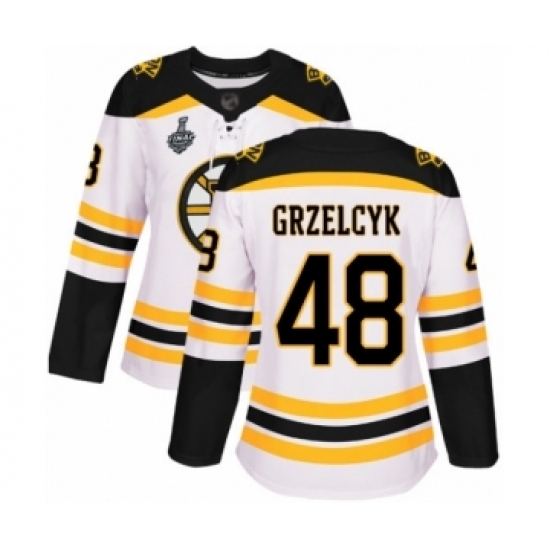 Women's Boston Bruins #48 Matt Grzelcyk Authentic White Away 2019 Stanley Cup Final Bound Hockey Jersey Women's Boston Bruins #48 Matt Grzelcyk Authentic White Away 2019 Stanley Cup Final Bound Hockey Jersey