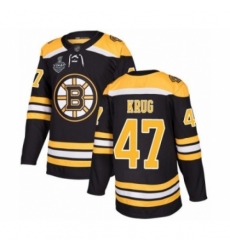 Men's Boston Bruins #47 Torey Krug Authentic Black Home 2019 Stanley Cup Final Bound Hockey Jersey