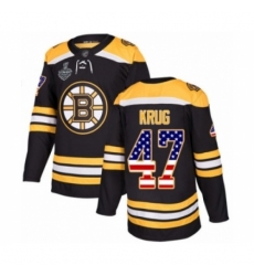 Men's Boston Bruins #47 Torey Krug Authentic Black USA Flag Fashion 2019 Stanley Cup Final Bound Hockey Jersey