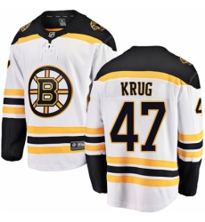Men's Boston Bruins #47 Torey Krug Authentic White Away Fanatics Branded Breakaway NHL Jersey