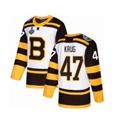 Men's Boston Bruins #47 Torey Krug Authentic White Winter Classic 2019 Stanley Cup Final Bound Hockey Jersey