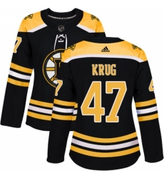 Women's Adidas Boston Bruins #47 Torey Krug Authentic Black Home NHL Jersey