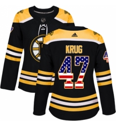 Women's Adidas Boston Bruins #47 Torey Krug Authentic Black USA Flag Fashion NHL Jersey