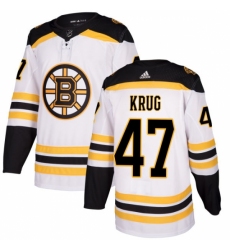 Women's Adidas Boston Bruins #47 Torey Krug Authentic White Away NHL Jersey