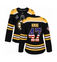 Women's Boston Bruins #47 Torey Krug Authentic Black USA Flag Fashion 2019 Stanley Cup Final Bound Hockey Jersey