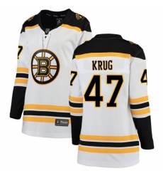 Women's Boston Bruins #47 Torey Krug Authentic White Away Fanatics Branded Breakaway NHL Jersey