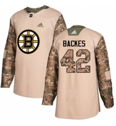 Men's Adidas Boston Bruins #42 David Backes Authentic Camo Veterans Day Practice NHL Jersey