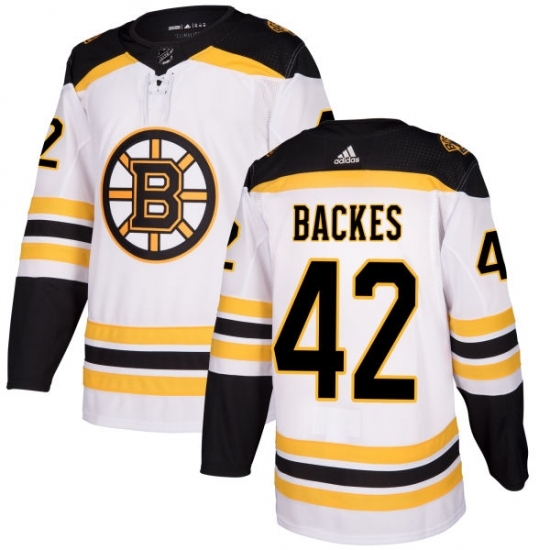Men's Adidas Boston Bruins #42 David Backes Authentic White Away NHL Jersey Men's Adidas Boston Bruins #42 David Backes Authentic White Away NHL Jersey