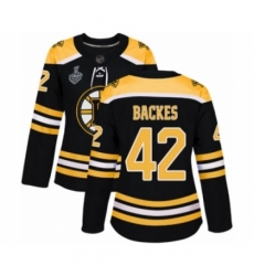 Women's Boston Bruins #42 David Backes Authentic Black Home 2019 Stanley Cup Final Bound Hockey Jersey