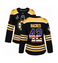 Women's Boston Bruins #42 David Backes Authentic Black USA Flag Fashion 2019 Stanley Cup Final Bound Hockey Jersey