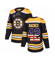 Youth Boston Bruins #42 David Backes Authentic Black USA Flag Fashion 2019 Stanley Cup Final Bound Hockey Jersey