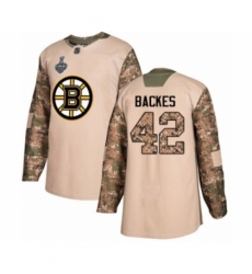 Youth Boston Bruins #42 David Backes Authentic Camo Veterans Day Practice 2019 Stanley Cup Final Bound Hockey Jersey