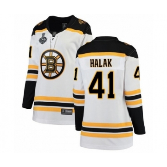 Women's Boston Bruins #41 Jaroslav Halak Authentic White Away Fanatics Branded Breakaway 2019 Stanley Cup Final Bound Hockey Jersey Women's Boston Bruins #41 Jaroslav Halak Authentic White Away Fanatics Branded Breakaway 2019 Stanley Cup Final Bound Hockey Jersey