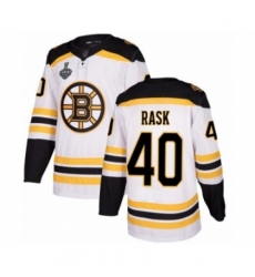 Men's Boston Bruins #40 Tuukka Rask Authentic White Away 2019 Stanley Cup Final Bound Hockey Jersey