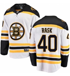 Men's Boston Bruins #40 Tuukka Rask Authentic White Away Fanatics Branded Breakaway NHL Jersey
