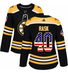 Women's Adidas Boston Bruins #40 Tuukka Rask Authentic Black USA Flag Fashion NHL Jersey