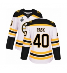 Women's Boston Bruins #40 Tuukka Rask Authentic White Away 2019 Stanley Cup Final Bound Hockey Jersey