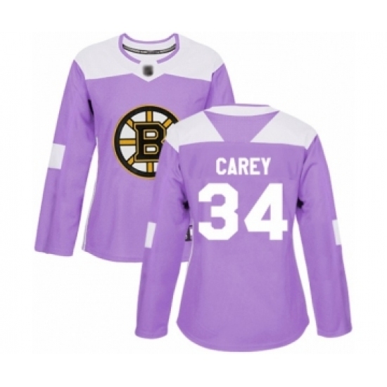 Women's Boston Bruins #34 Paul Carey Authentic Purple Fights Cancer Practice Hockey Jersey Women's Boston Bruins #34 Paul Carey Authentic Purple Fights Cancer Practice Hockey Jersey