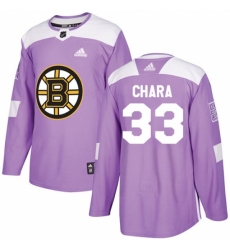 Men's Adidas Boston Bruins #33 Zdeno Chara Authentic Purple Fights Cancer Practice NHL Jersey