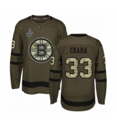 Men's Boston Bruins #33 Zdeno Chara Authentic Green Salute to Service 2019 Stanley Cup Final Bound Hockey Jersey