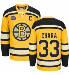 Men's CCM Boston Bruins #33 Zdeno Chara Authentic Gold Winter Classic Throwback NHL Jersey