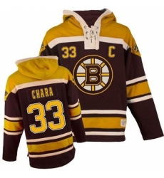 Men's Old Time Hockey Boston Bruins #33 Zdeno Chara Authentic Black Sawyer Hooded Sweatshirt NHL Jersey