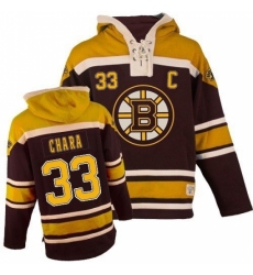 Men's Old Time Hockey Boston Bruins #33 Zdeno Chara Premier Black Sawyer Hooded Sweatshirt NHL Jersey