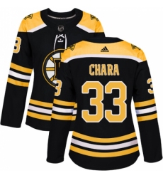 Women's Adidas Boston Bruins #33 Zdeno Chara Authentic Black Home NHL Jersey