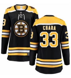 Women's Boston Bruins #33 Zdeno Chara Authentic Black Home Fanatics Branded Breakaway NHL Jersey