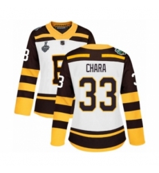 Women's Boston Bruins #33 Zdeno Chara Authentic White Winter Classic 2019 Stanley Cup Final Bound Hockey Jersey
