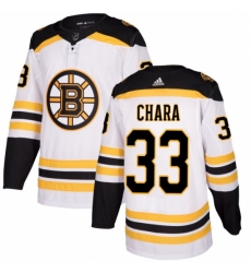 Youth Adidas Boston Bruins #33 Zdeno Chara Authentic White Away NHL Jersey