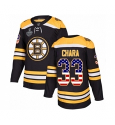 Youth Boston Bruins #33 Zdeno Chara Authentic Black USA Flag Fashion 2019 Stanley Cup Final Bound Hockey Jersey
