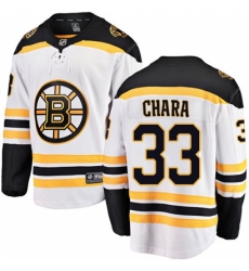 Youth Boston Bruins #33 Zdeno Chara Authentic White Away Fanatics Branded Breakaway NHL Jersey